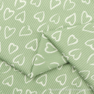Printed Polyester Spandex Rib Velvet Fabric
